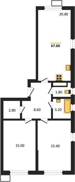 Фото №1: 2-комнатная квартира 67&nbsp;м², 14/18&nbsp;эт. - Краснодар, Прикубанский внутригородской округ, мкр. Парк Победы