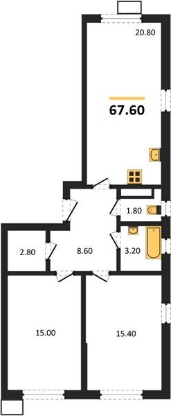 Фото №1: 2-комнатная квартира 67&nbsp;м², 16/18&nbsp;эт. - Краснодар, Прикубанский внутригородской округ, мкр. Парк Победы