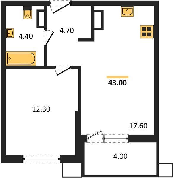 Фото №1: 1-комнатная квартира 43&nbsp;м², 11/18&nbsp;эт. - Краснодар, Прикубанский внутригородской округ, мкр. Парк Победы