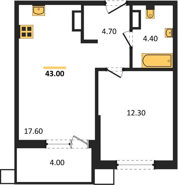 Фото №1: 1-комнатная квартира 43&nbsp;м², 16/18&nbsp;эт. - Краснодар, Прикубанский внутригородской округ, мкр. Парк Победы