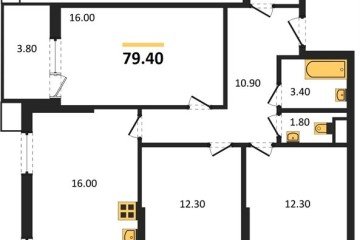 Фото №1: 3-комнатная квартира 79 м², 12/18 эт. - Краснодар, мкр. Парк Победы,