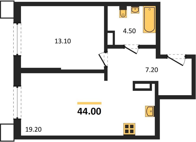 Фото №1: 1-комнатная квартира 44&nbsp;м², 12/18&nbsp;эт. - Краснодар, Прикубанский внутригородской округ, мкр. Парк Победы