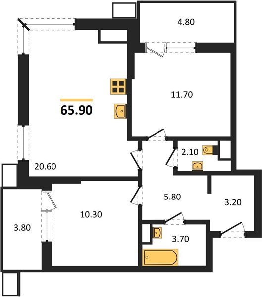 Фото №1: 2-комнатная квартира 65&nbsp;м², 15/18&nbsp;эт. - Краснодар, Прикубанский внутригородской округ, мкр. Парк Победы