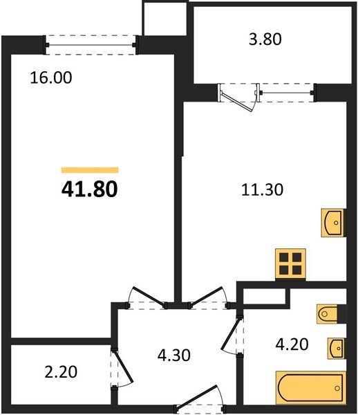 Фото №1: 1-комнатная квартира 41&nbsp;м², 8/18&nbsp;эт. - Краснодар, Прикубанский внутригородской округ, мкр. Парк Победы