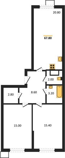 Фото №1: 2-комнатная квартира 67&nbsp;м², 3/18&nbsp;эт. - Краснодар, Прикубанский внутригородской округ, мкр. Парк Победы