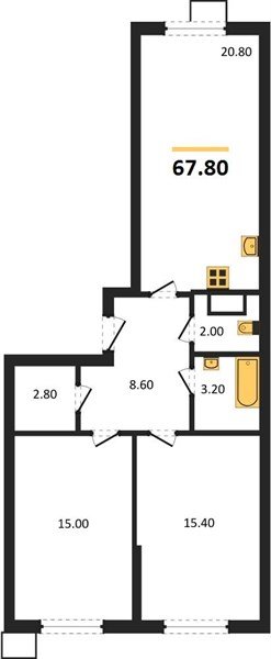 Фото №1: 2-комнатная квартира 67&nbsp;м², 7/18&nbsp;эт. - Краснодар, Прикубанский внутригородской округ, мкр. Парк Победы
