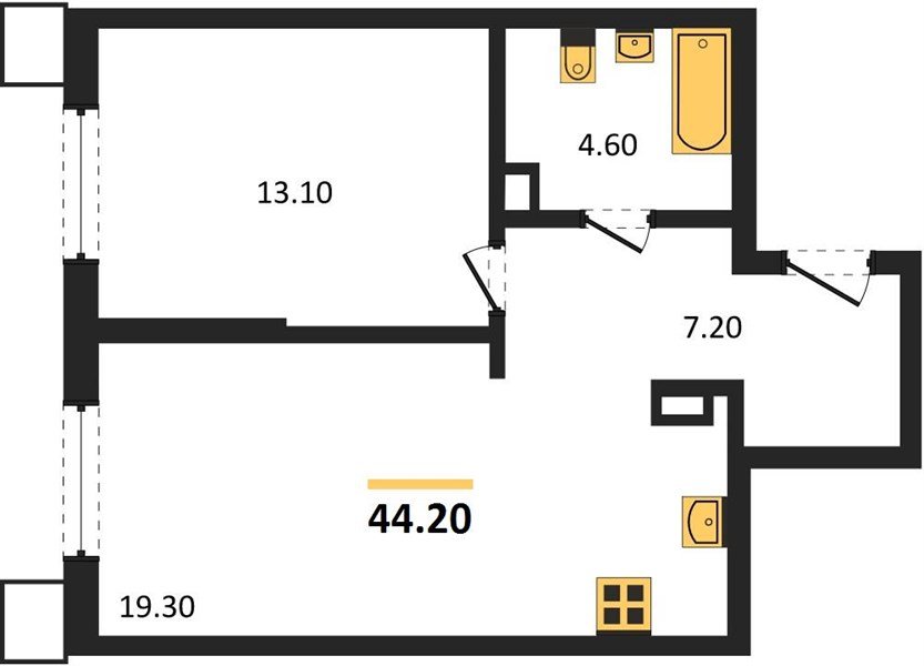 Фото №1: 1-комнатная квартира 44&nbsp;м², 6/18&nbsp;эт. - Краснодар, Прикубанский внутригородской округ, мкр. Парк Победы
