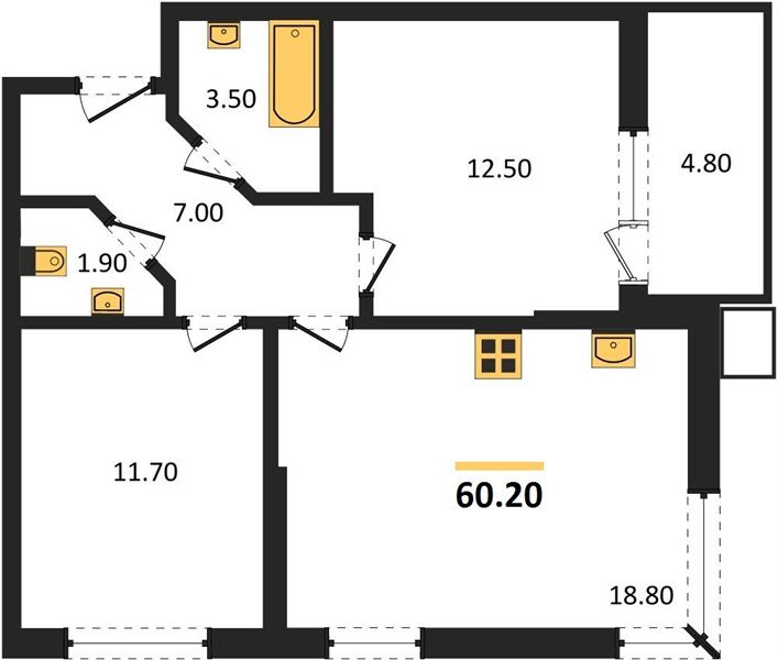 Фото №1: 2-комнатная квартира 60&nbsp;м², 2/18&nbsp;эт. - Краснодар, Прикубанский внутригородской округ, мкр. Парк Победы
