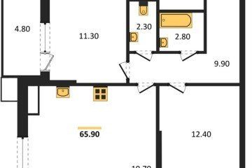 Фото №1: 2-комнатная квартира 64 м², 18/18 эт. - Краснодар, мкр. 2-я Площадка,