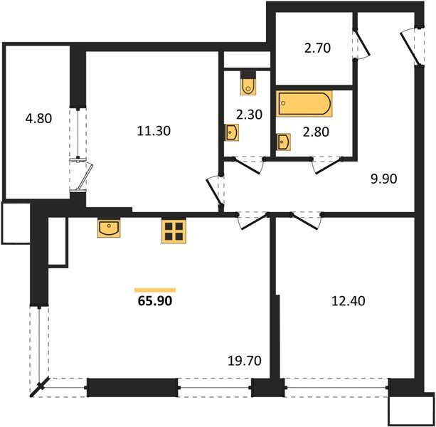 Фото №1: 2-комнатная квартира 64&nbsp;м², 18/18&nbsp;эт. - Краснодар, Прикубанский внутригородской округ, Парк Победы, мкр. 2-я Площадка