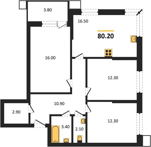 Фото №1: 3-комнатная квартира 80&nbsp;м², 2/18&nbsp;эт. - Краснодар, Прикубанский внутригородской округ, мкр. Парк Победы