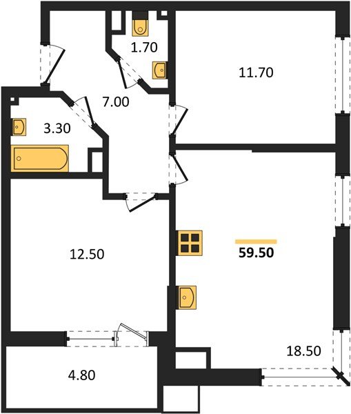 Фото №1: 2-комнатная квартира 59&nbsp;м², 9/18&nbsp;эт. - Краснодар, Прикубанский внутригородской округ, мкр. Парк Победы