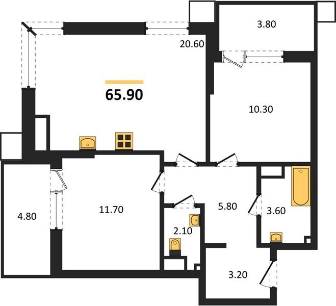 Фото №1: 2-комнатная квартира 65&nbsp;м², 11/18&nbsp;эт. - Краснодар, Прикубанский внутригородской округ, мкр. Парк Победы