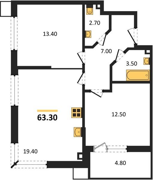 Фото №1: 2-комнатная квартира 63&nbsp;м², 2/18&nbsp;эт. - Краснодар, Прикубанский внутригородской округ, мкр. Парк Победы