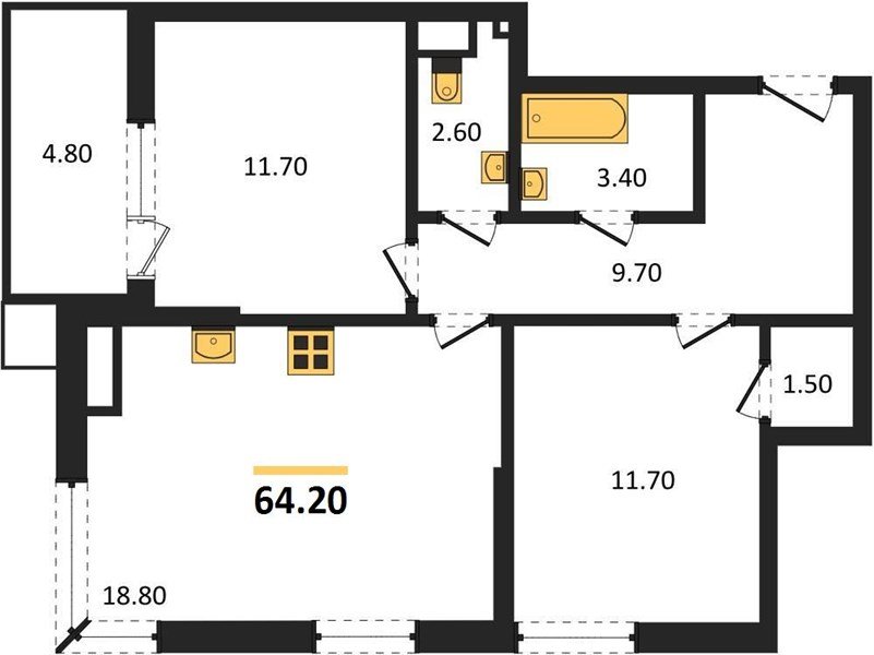 Фото №1: 2-комнатная квартира 64&nbsp;м², 10/18&nbsp;эт. - Краснодар, Прикубанский внутригородской округ, мкр. Парк Победы