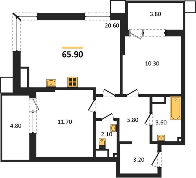 Фото №1: 2-комнатная квартира 65&nbsp;м², 11/18&nbsp;эт. - Краснодар, Прикубанский внутригородской округ, мкр. Парк Победы