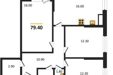 Фото №1: 3-комнатная квартира 79 м², 11/18 эт. - Краснодар, мкр. Парк Победы,