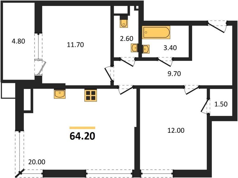 Фото №1: 2-комнатная квартира 64&nbsp;м², 18/18&nbsp;эт. - Краснодар, Прикубанский внутригородской округ, мкр. Парк Победы