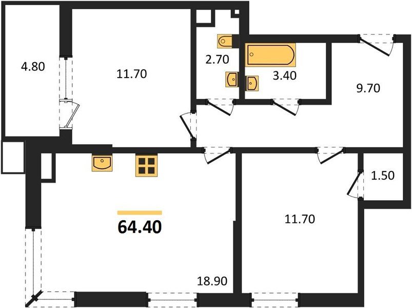 Фото №1: 2-комнатная квартира 64&nbsp;м², 8/18&nbsp;эт. - Краснодар, Прикубанский внутригородской округ, мкр. Парк Победы