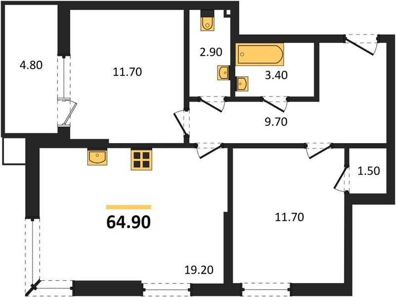 Фото №1: 2-комнатная квартира 64&nbsp;м², 2/18&nbsp;эт. - Краснодар, Прикубанский внутригородской округ, мкр. Парк Победы
