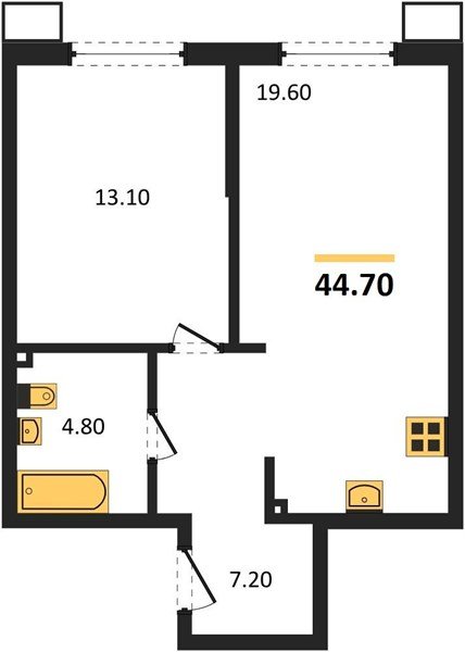 Фото №1: 1-комнатная квартира 44&nbsp;м², 2/18&nbsp;эт. - Краснодар, Прикубанский внутригородской округ, мкр. Парк Победы