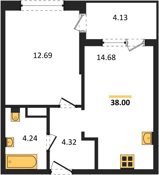Фото №1: 1-комнатная квартира 37&nbsp;м², 4/9&nbsp;эт. - Краснодар, Прикубанский внутригородской округ, мкр. жилой комплекс Друзья