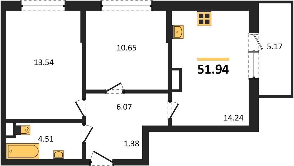 Фото №1: 2-комнатная квартира 51&nbsp;м², 7/9&nbsp;эт. - Краснодар, Прикубанский внутригородской округ, мкр. жилой комплекс Друзья