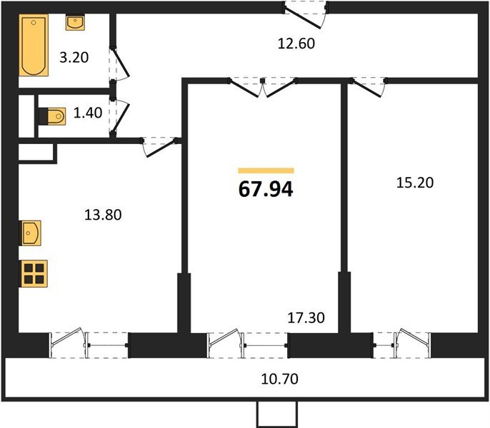 Фото №1: 2-комнатная квартира 67&nbsp;м², 10/12&nbsp;эт. - Краснодар, Прикубанский внутригородской округ, ЖК Небо, мкр. 9-й километр, ул. Ярославская, 115к7