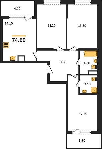 Фото №1: 3-комнатная квартира 78&nbsp;м², 5/18&nbsp;эт. - Краснодар, Карасунский внутригородской округ, мкр. ЖК Первое Место, ул. Виктора Казанцева, 1.2лит1