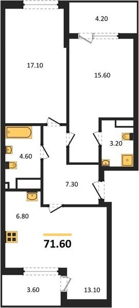 Фото №1: 2-комнатная квартира 75&nbsp;м², 3/18&nbsp;эт. - Краснодар, Карасунский внутригородской округ, мкр. ЖК Первое Место, ул. Виктора Казанцева, 1.2лит2