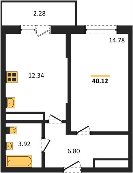 Фото №1: 1-комнатная квартира 42&nbsp;м², 2/18&nbsp;эт. - Знаменский, Карасунский внутригородской округ, мкр. Родные Просторы