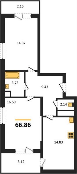Фото №1: 2-комнатная квартира 72&nbsp;м², 18/18&nbsp;эт. - Знаменский, Карасунский внутригородской округ, мкр. Родные Просторы