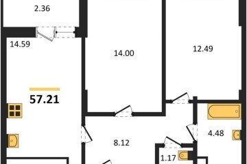 Фото №1: 2-комнатная квартира 59 м², 18/18 эт. - Знаменский, мкр. Родные Просторы,
