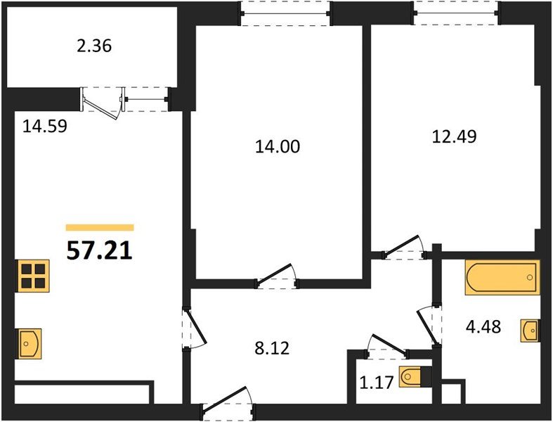 Фото №1: 2-комнатная квартира 59&nbsp;м², 18/18&nbsp;эт. - Знаменский, Карасунский внутригородской округ, мкр. Родные Просторы