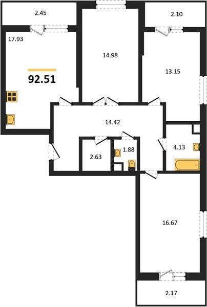 Фото №1: 3-комнатная квартира 99&nbsp;м², 18/18&nbsp;эт. - Знаменский, Карасунский внутригородской округ, мкр. Родные Просторы