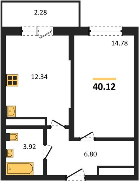 Фото №1: 1-комнатная квартира 43&nbsp;м², 2/18&nbsp;эт. - Знаменский, Карасунский внутригородской округ, мкр. Родные Просторы