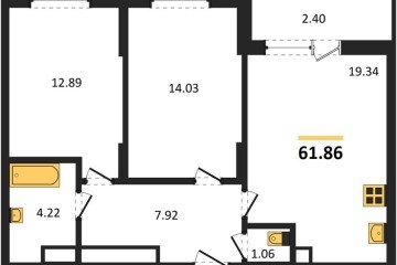 Фото №1: 2-комнатная квартира 63 м², 18/18 эт. - Знаменский, мкр. Родные Просторы,