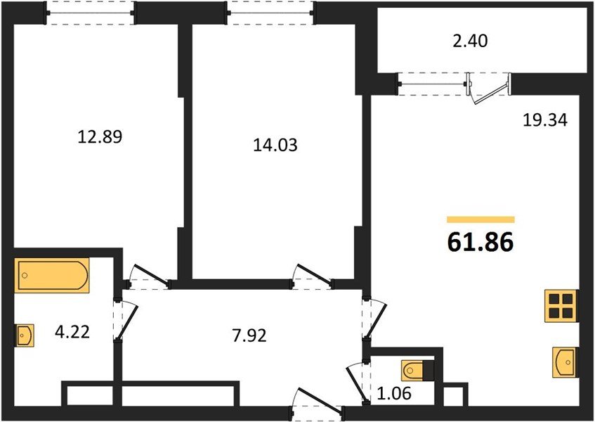 Фото №1: 2-комнатная квартира 63&nbsp;м², 18/18&nbsp;эт. - Знаменский, Карасунский внутригородской округ, мкр. Родные Просторы