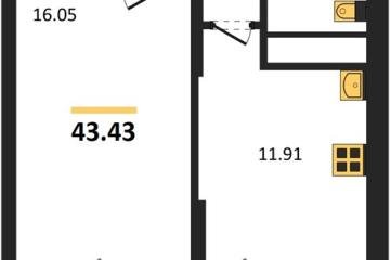 Фото №1: 1-комнатная квартира 47 м², 17/18 эт. - Знаменский, мкр. Родные Просторы,