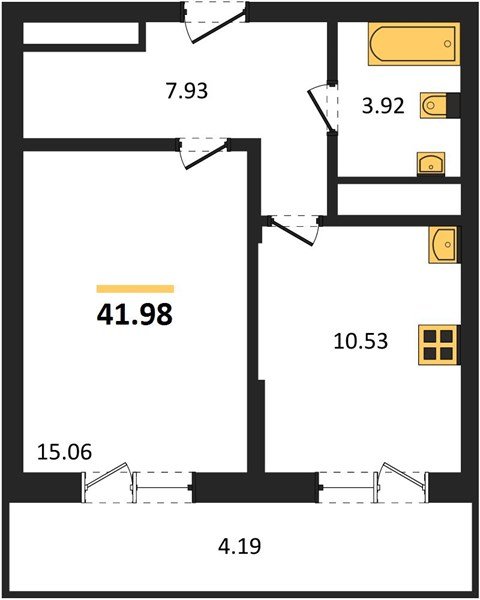 Фото №1: 1-комнатная квартира 46&nbsp;м², 17/18&nbsp;эт. - Знаменский, Карасунский внутригородской округ, мкр. Родные Просторы