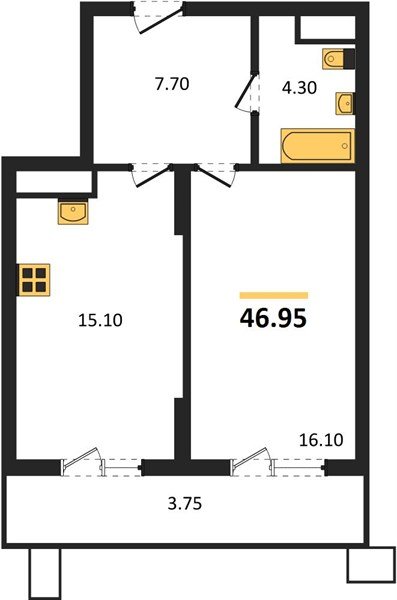 Фото №1: 1-комнатная квартира 50&nbsp;м², 11/18&nbsp;эт. - Знаменский, Карасунский внутригородской округ, мкр. Родные Просторы
