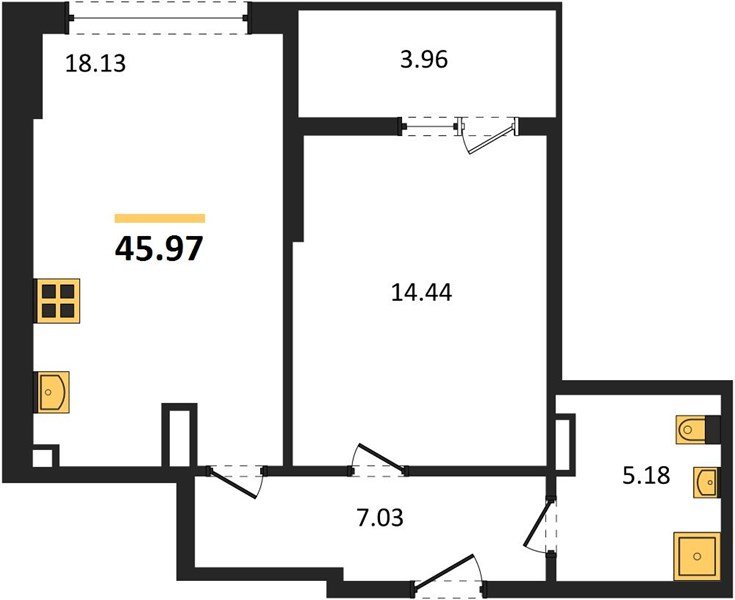 Фото №1: 1-комнатная квартира 48&nbsp;м², 8/9&nbsp;эт. - Краснодар, Прикубанский внутригородской округ, мкр. жилой комплекс Югге