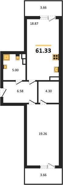 Фото №1: 1-комнатная квартира 61&nbsp;м², 6/9&nbsp;эт. - Краснодар, Прикубанский внутригородской округ, мкр. жилой комплекс Югге