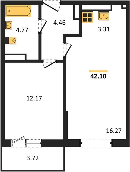 Фото №1: 1-комнатная квартира 44&nbsp;м², 9/9&nbsp;эт. - Краснодар, Прикубанский внутригородской округ, мкр. жилой комплекс Югге