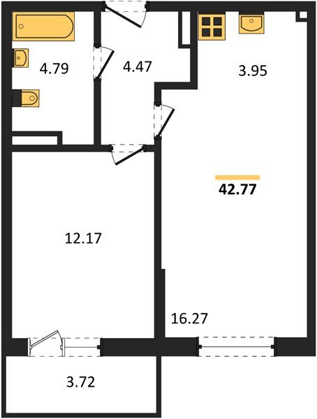 Фото №1: 1-комнатная квартира 45&nbsp;м², 9/9&nbsp;эт. - Краснодар, Прикубанский внутригородской округ, мкр. жилой комплекс Югге