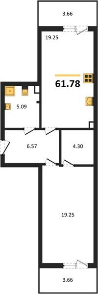 Фото №1: 1-комнатная квартира 61&nbsp;м², 1/9&nbsp;эт. - Краснодар, Прикубанский внутригородской округ, мкр. жилой комплекс Югге