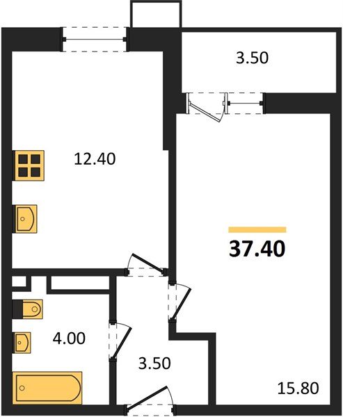 Фото №1: 1-комнатная квартира 37&nbsp;м², 8/9&nbsp;эт. - Майкоп, мкр. ЖК Звезды