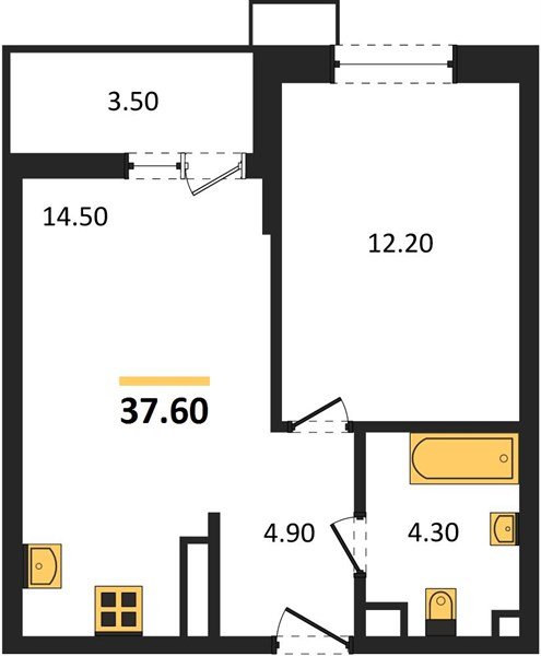 Фото №1: 1-комнатная квартира 37&nbsp;м², 7/9&nbsp;эт. - Майкоп, мкр. ЖК Звезды