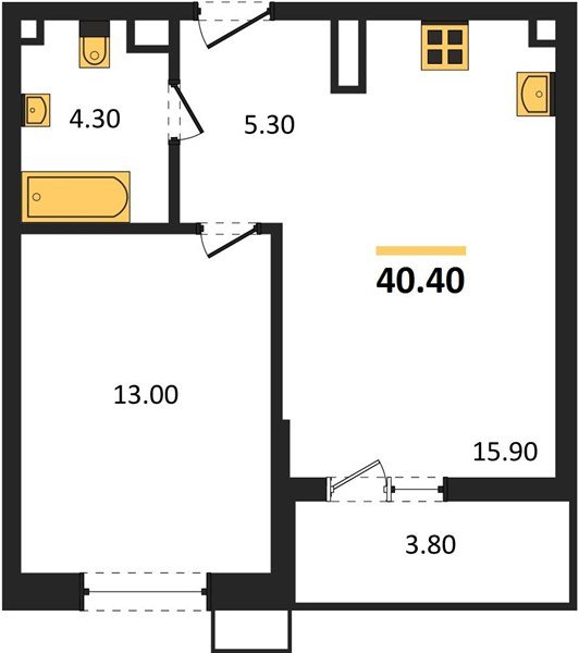 Фото №1: 1-комнатная квартира 40&nbsp;м², 7/9&nbsp;эт. - Майкоп, мкр. ЖК Звезды