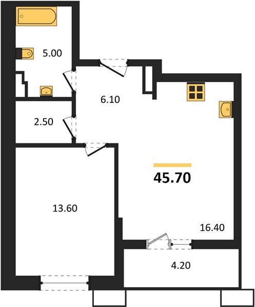 Фото №1: 1-комнатная квартира 45&nbsp;м², 7/9&nbsp;эт. - Майкоп, мкр. ЖК Звезды
